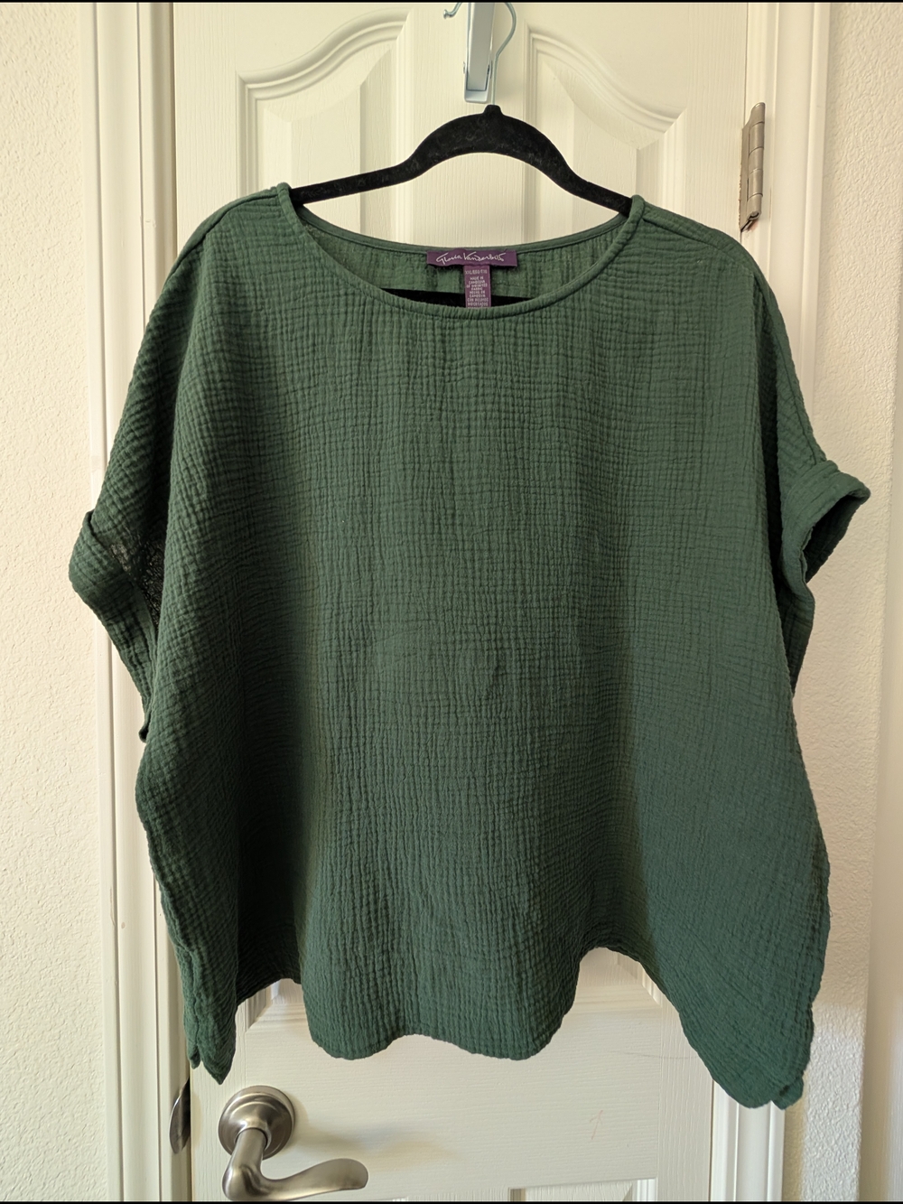 Gloria Vanderbilt Women's Cotton Green Gauze Pullover Top XXL
